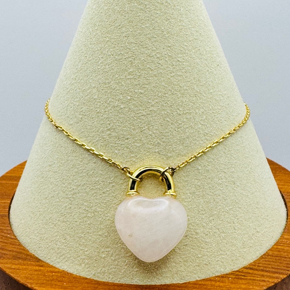 Kate Spade Open Heart Stone Lock Bracelet NWT Rose Quartz
